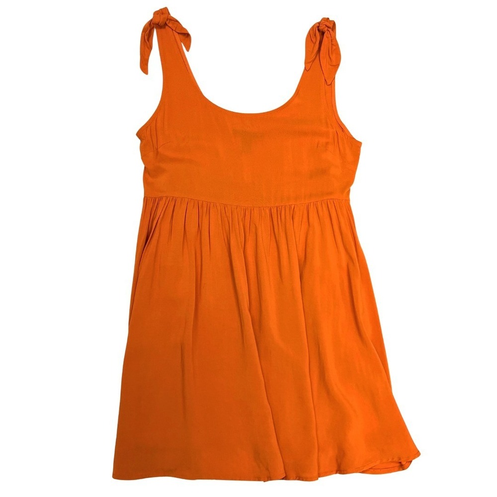 Forever 21 Orange Tie Strap Babydoll Mini Dress Rayon Women's Small